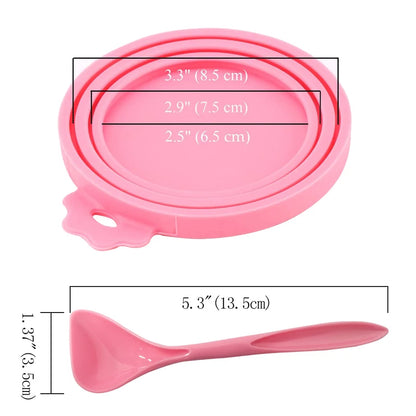2pcs/set Reusable Pet Food Can Cover – Silicone Dog & Cat Storage Lid with Spoon