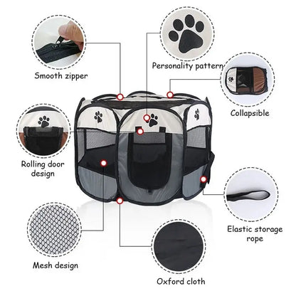 Portable Foldable Pet Tent – Octagonal Puppy Shelter & Outdoor Kennel