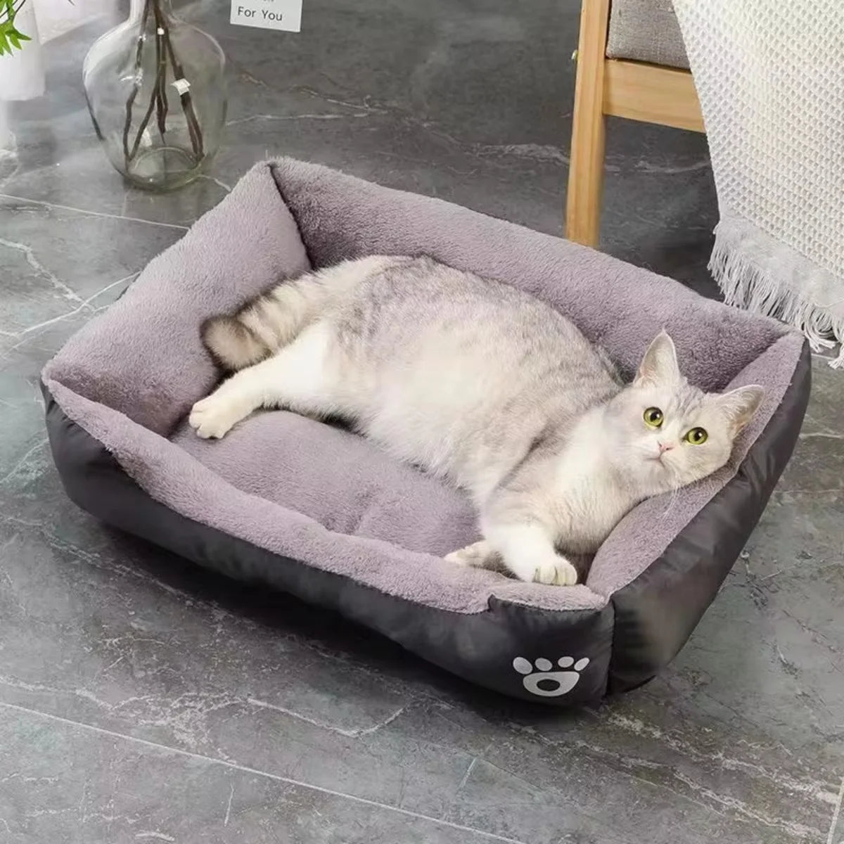 Color Square Winter Soft Warm House for Dogs & Cats – Waterproof Pet Bed
