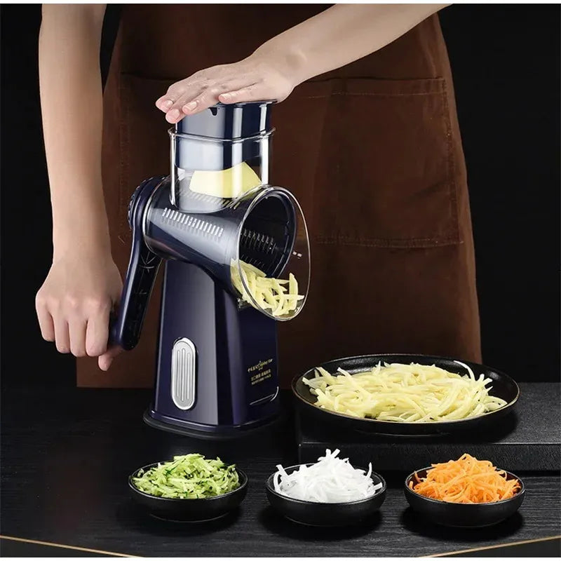 Kitchen Rotary Vegetable Slicer – Multifunctional Cheese Grater & Shredder