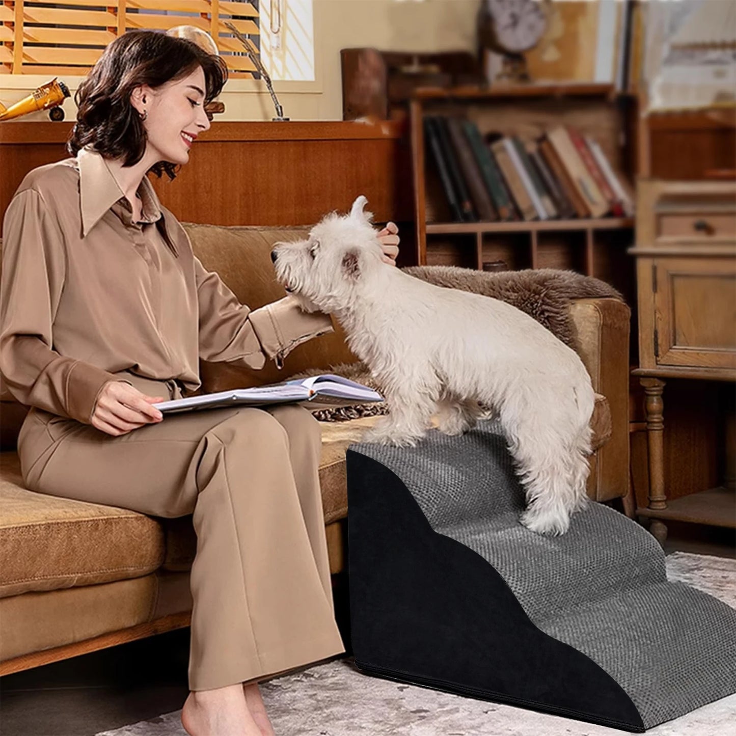 Non-Slip Pet Steps for Dogs & Cats – Removable & Washable Dog Training Stairs