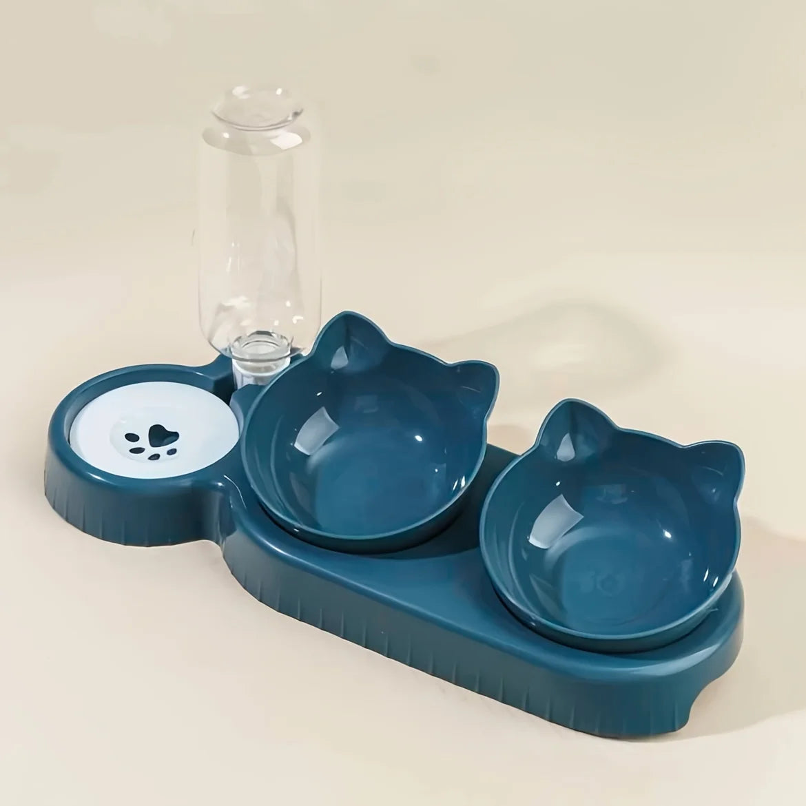 Pet Bowls with Water Feeder – 3-in-1 Tilted Cat Water & Food Bowl Set