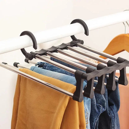 1PC Telescopic Folding Pants Rack – Multi-Layer Pants Hanger for Wardrobe Storage