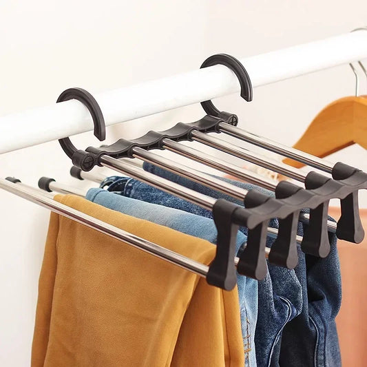 1PC Telescopic Folding Pants Rack – Multi-Layer Pants Hanger for Wardrobe Storage