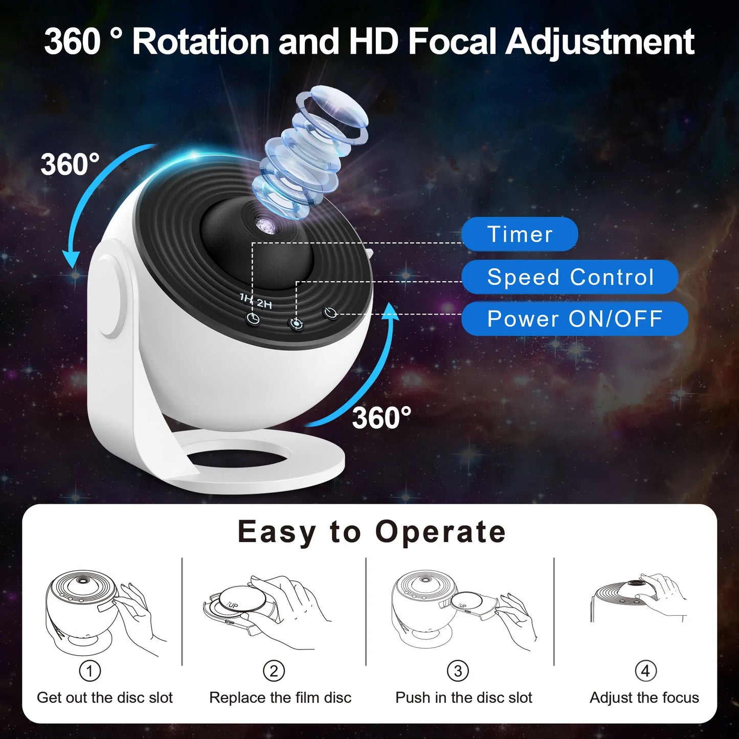 13-in-1 Galaxy Ultral Star Projector – HD LED Night Light for Kids & Adults