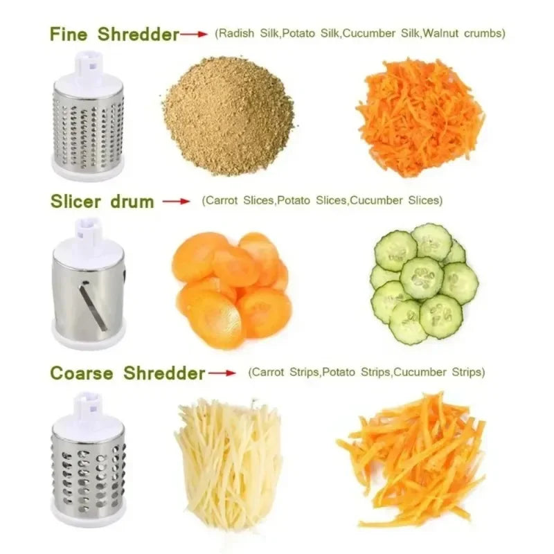 Manual Rotary Vegetable Slicer – Round Mandoline Kitchen Grater & Cutter