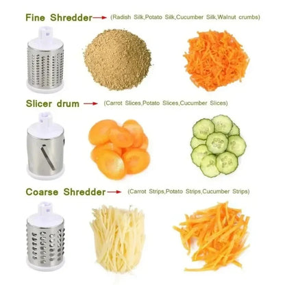 Manual Rotary Vegetable Slicer – Round Mandoline Kitchen Grater & Cutter