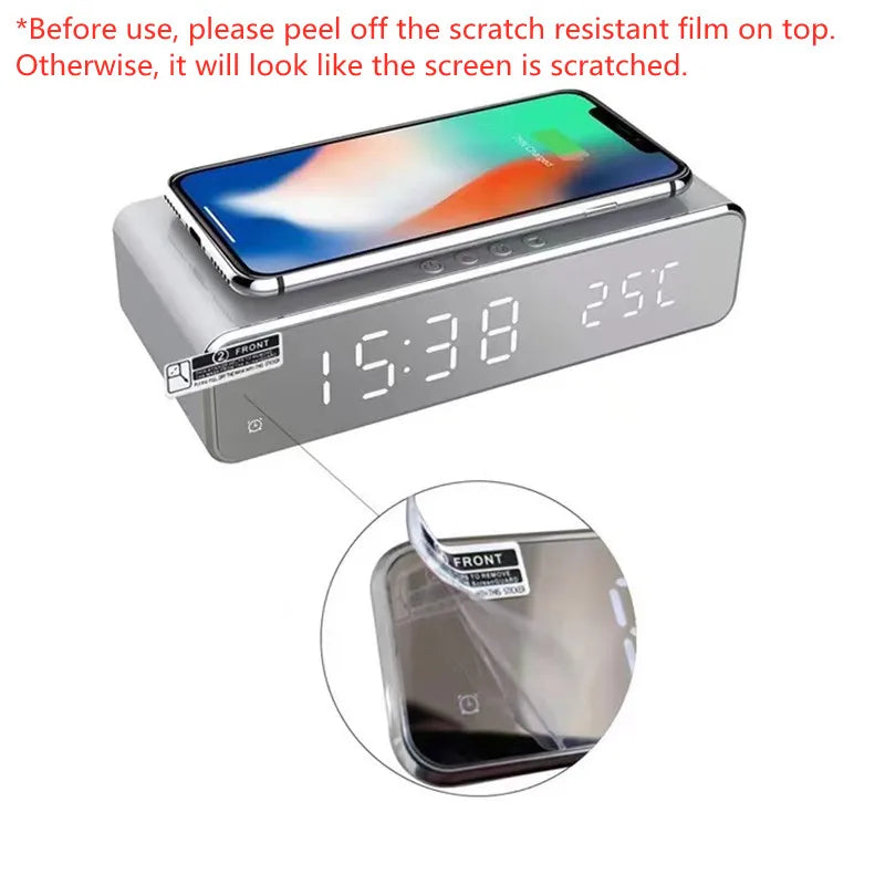 Wireless Charger Time Alarm Clock – All-in-One Charging Dock Station