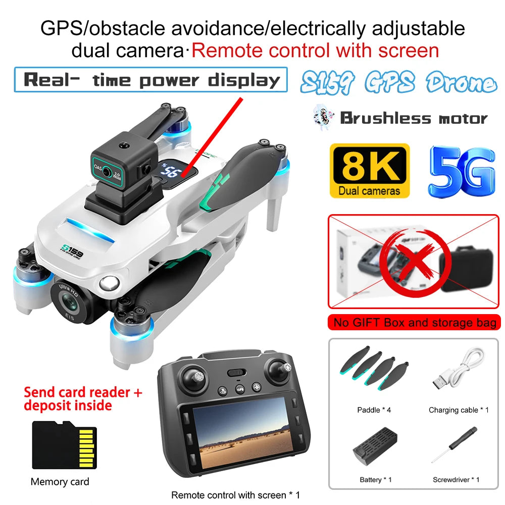 S159 GPS Drone – 8K HD Camera FPV Quadcopter with Obstacle Avoidance & 5G Image Transfer