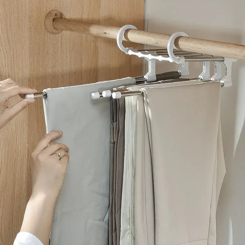 1PC Telescopic Folding Pants Rack – Multi-Layer Pants Hanger for Wardrobe Storage
