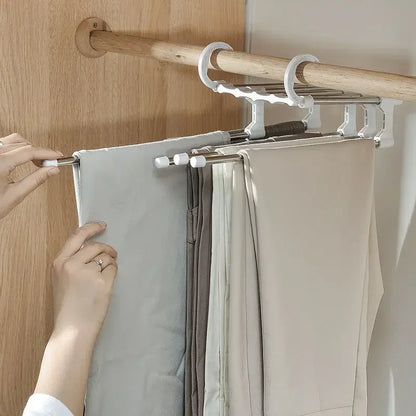 1PC Telescopic Folding Pants Rack – Multi-Layer Pants Hanger for Wardrobe Storage