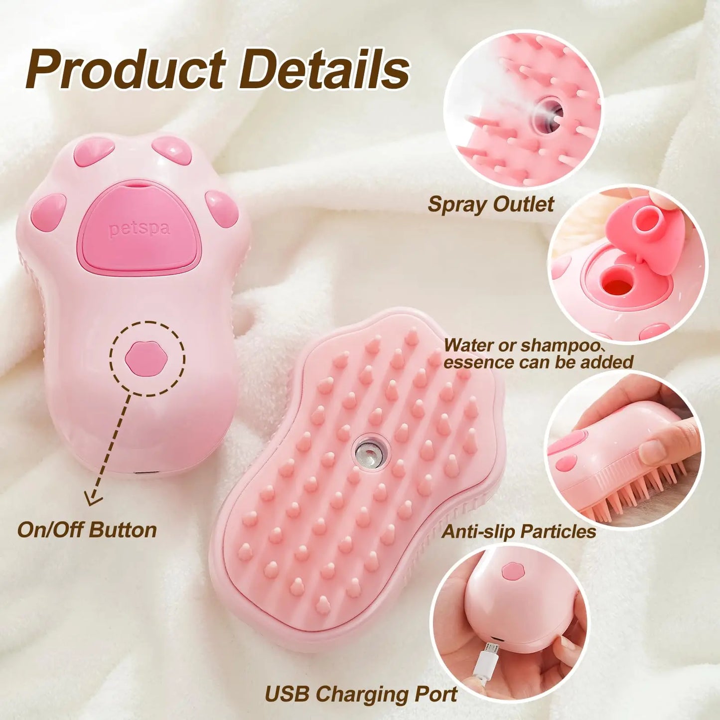 3-in-1 Pet Brush – Electric Spray Grooming Comb for Cats & Dogs