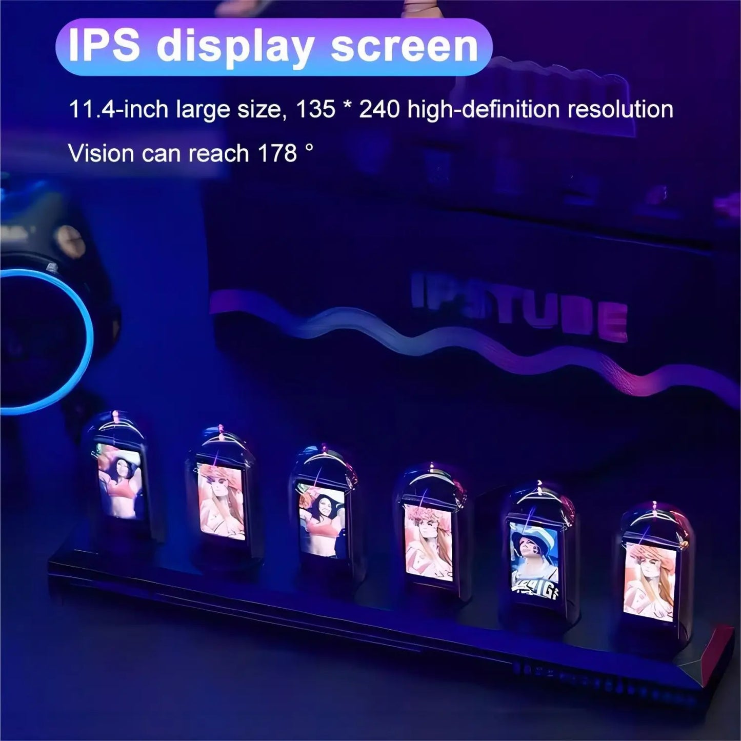 RGB Nixie Tube Clock – LED Glows with IPS Color Screen and DIY Analog/Digital Display