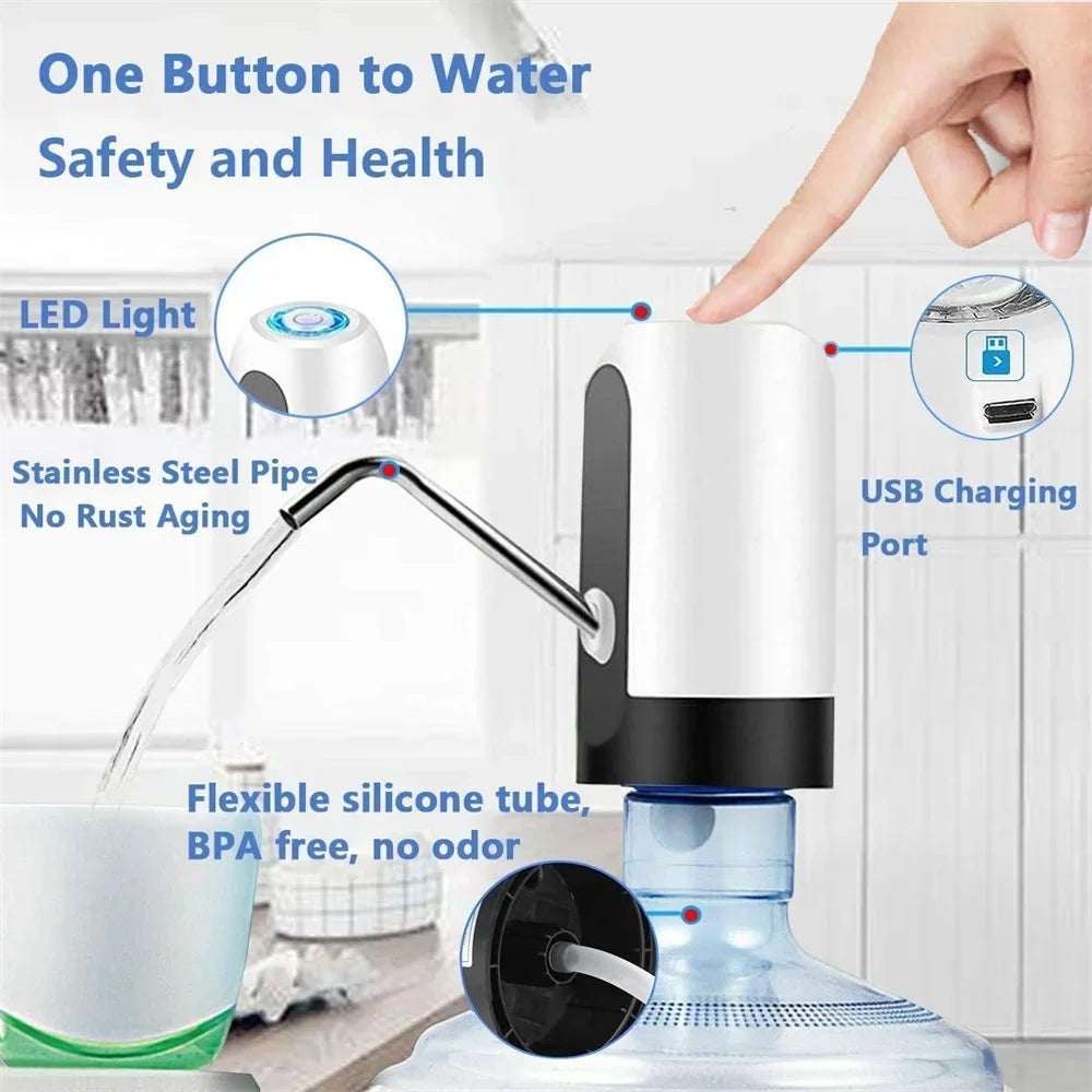 Portable Electric Water Dispenser Pump – USB Rechargeable for 5-Gallon Bottles