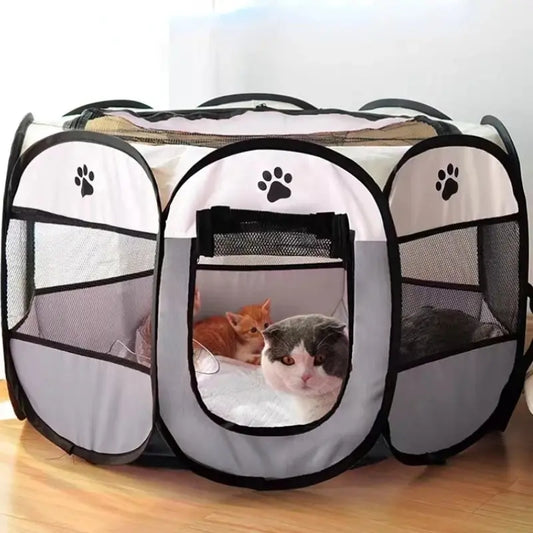 Portable Foldable Pet Tent – Octagonal Puppy Shelter & Outdoor Kennel