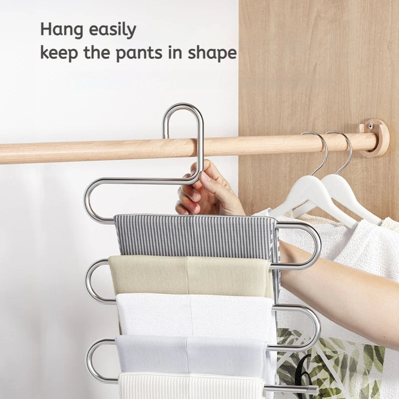 5-Layer Multi-Functional Clothes Hangers – Non-Slip Pant Storage Rack