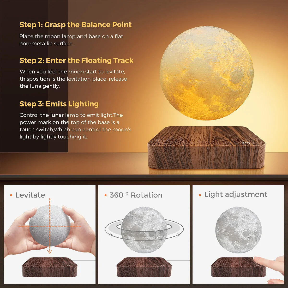 Magnetic Floating Rotating Moon Lamp – A Touch of Magic for Your Space