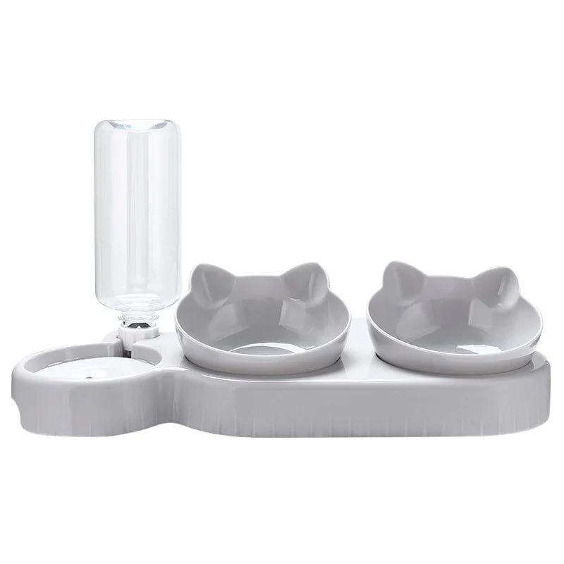 3-in-1 Cat Feeder – Automatic Water Dispenser & Double Bowl Pet Food Container