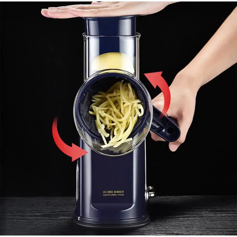 Kitchen Rotary Vegetable Slicer – Multifunctional Cheese Grater & Shredder