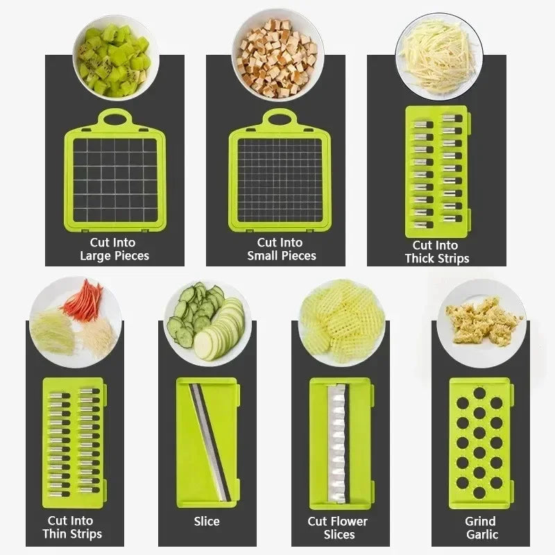 14/16-in-1 Multifunctional Vegetable Chopper – Food Grater, Slicer, and Dicer