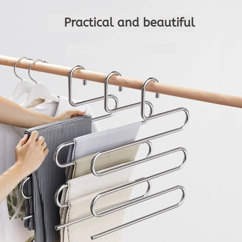 5-Layer Multi-Functional Clothes Hangers – Non-Slip Pant Storage Rack
