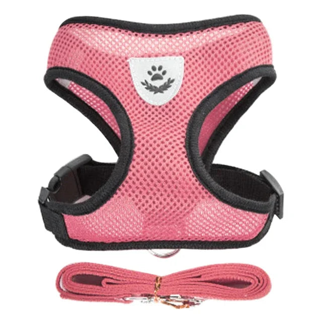 Cat Harness Vest & Walking Lead Leash – Adjustable Mesh Dog Harness for Small & Medium Pets