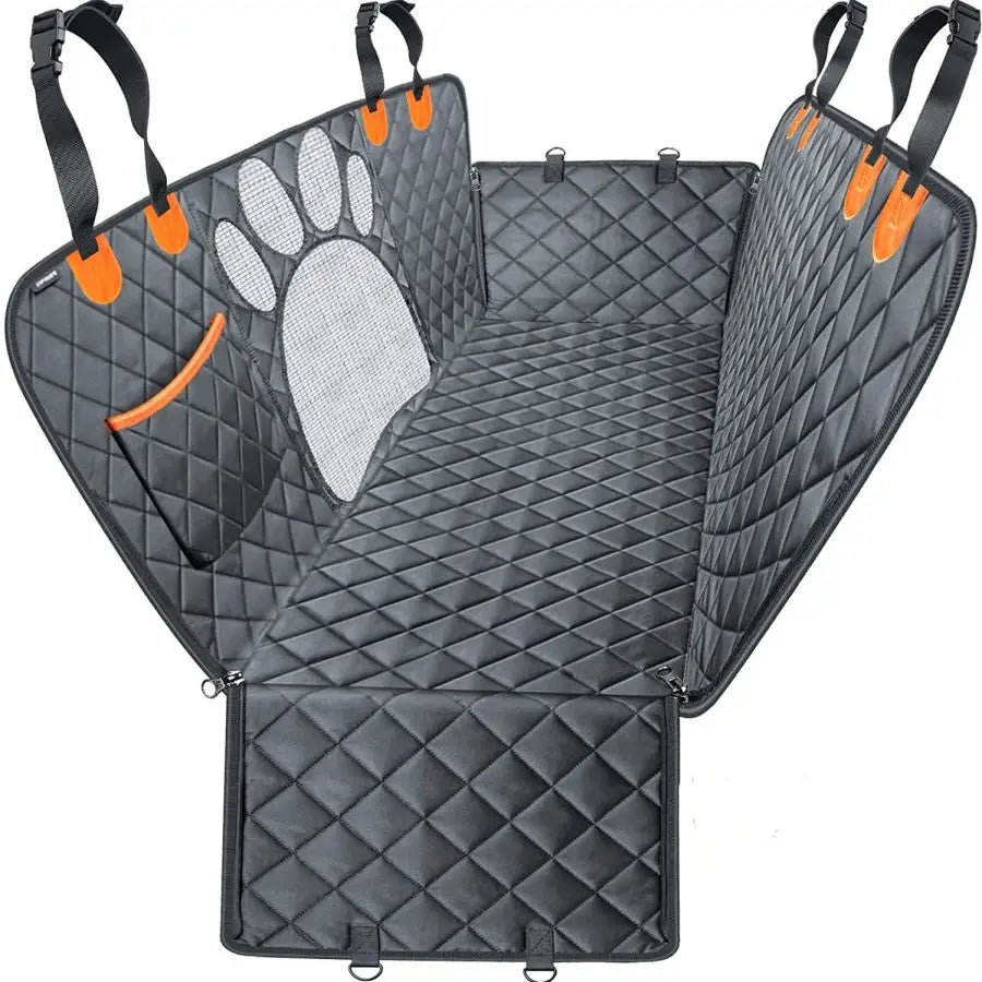 Dog Car Seat Cover for Back Seat – 100% Waterproof Hammock with Mesh Window & Side Zipper