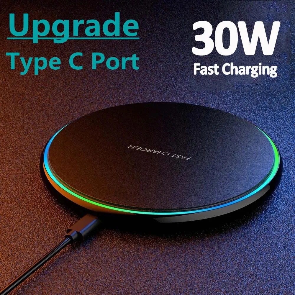 30W Wireless Charger – Fast Charging for iPhone, Samsung, Xiaomi, Huawei & More