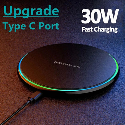 30W Wireless Charger – Fast Charging for iPhone, Samsung, Xiaomi, Huawei & More