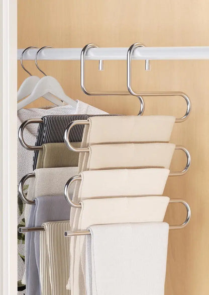5-Layer Multi-Functional Clothes Hangers – Non-Slip Pant Storage Rack