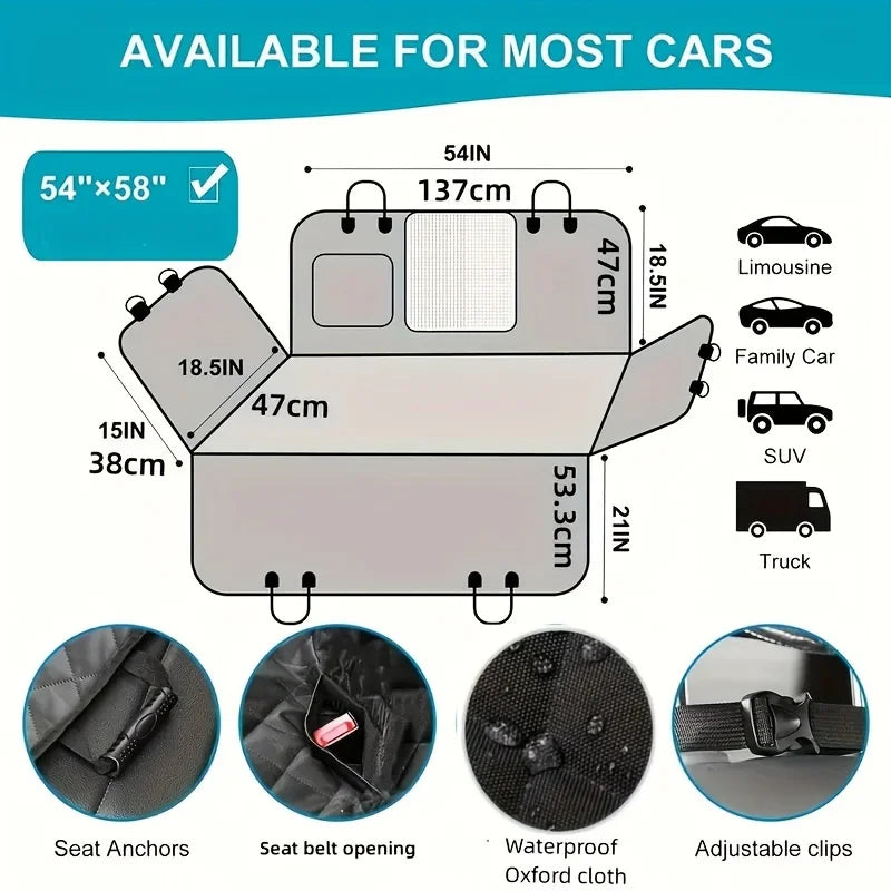 Ideal Car Seat Cover – Waterproof & Scratch-Resistant Dog Hammock for Ultimate Protection