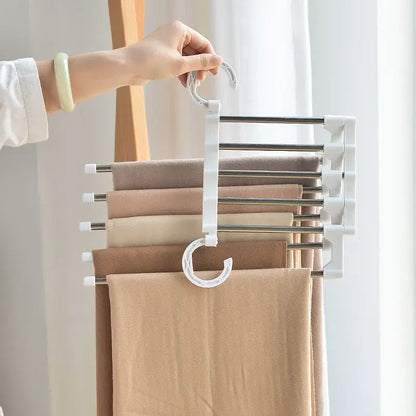 1PC Telescopic Folding Pants Rack – Multi-Layer Pants Hanger for Wardrobe Storage