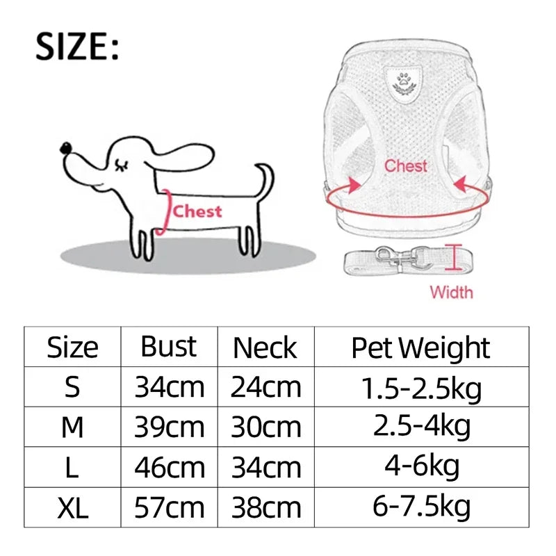 Cat Harness Vest & Walking Lead Leash – Adjustable Mesh Dog Harness for Small & Medium Pets