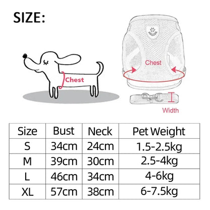 Cat Harness Vest & Walking Lead Leash – Adjustable Mesh Dog Harness for Small & Medium Pets