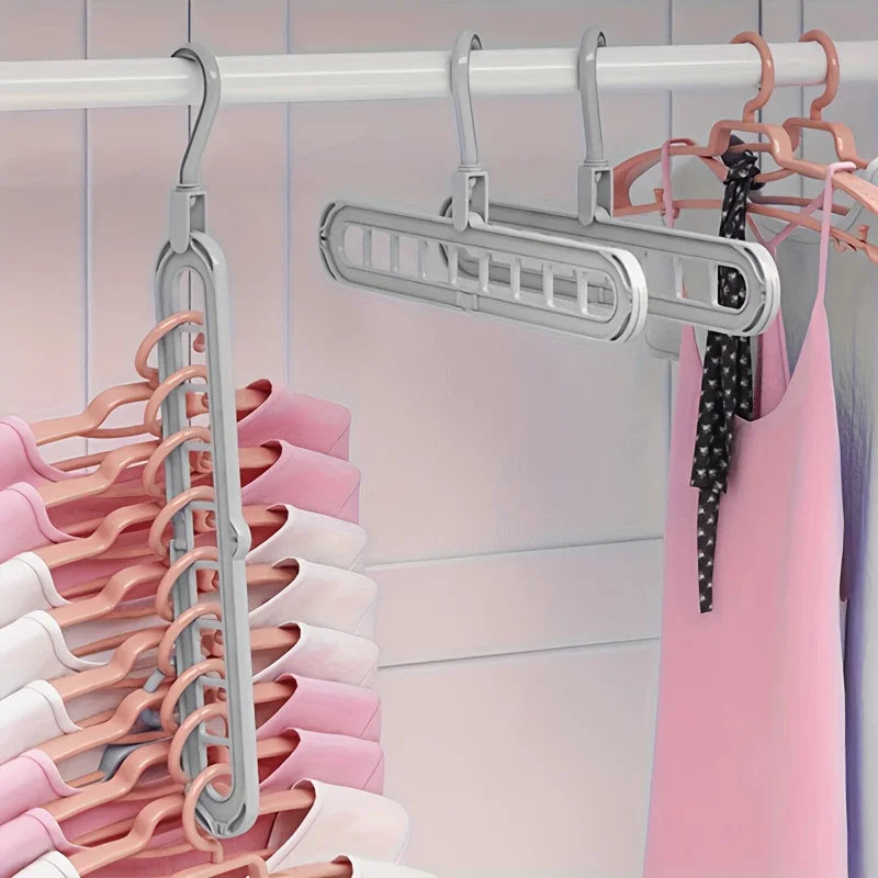 3pcs Plastic 9-Hole Foldable Hangers – Heavy Duty Space-Saving Clothes Organizer