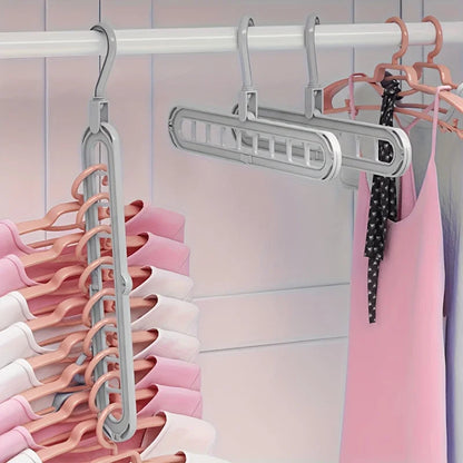 3pcs Plastic 9-Hole Foldable Hangers – Heavy Duty Space-Saving Clothes Organizer