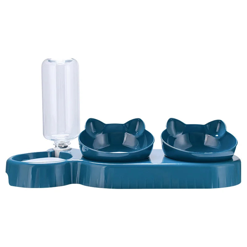 3-in-1 Cat Feeder – Automatic Water Dispenser & Double Bowl Pet Food Container