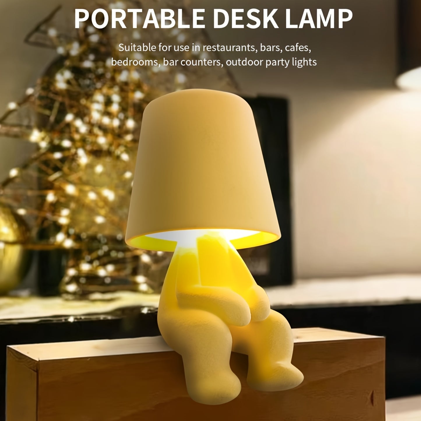 Bedside Touch Control Table Lamp – Velvet Mannequin Thinker Statue LED Desk Lamp