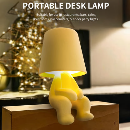 Bedside Touch Control Table Lamp – Velvet Mannequin Thinker Statue LED Desk Lamp